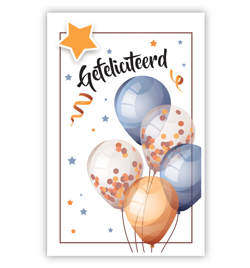 5 Ballonnen in blauw, goud en transparant - Spelmarkt
