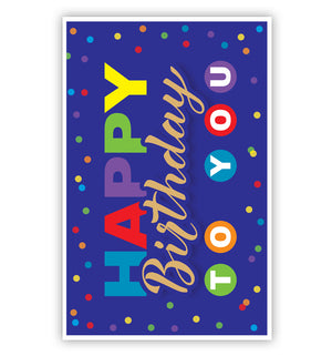 Happy birthday, stippen op blauw