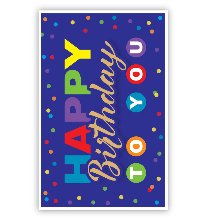 Happy birthday, stippen op blauw - Spelmarkt