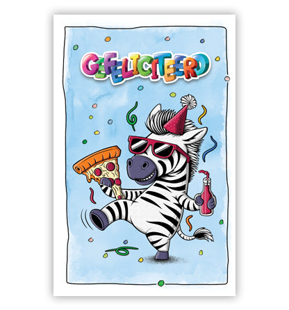 Zebra met pizza en fles - Spelmarkt