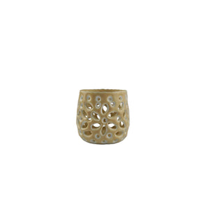 Waxinelichthouder beige 8x8x7cm