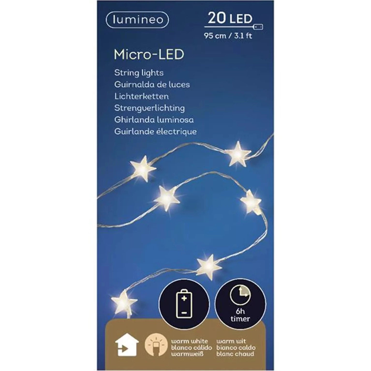 Micro LEDverlichting ster 95cm 20L - Spelmarkt