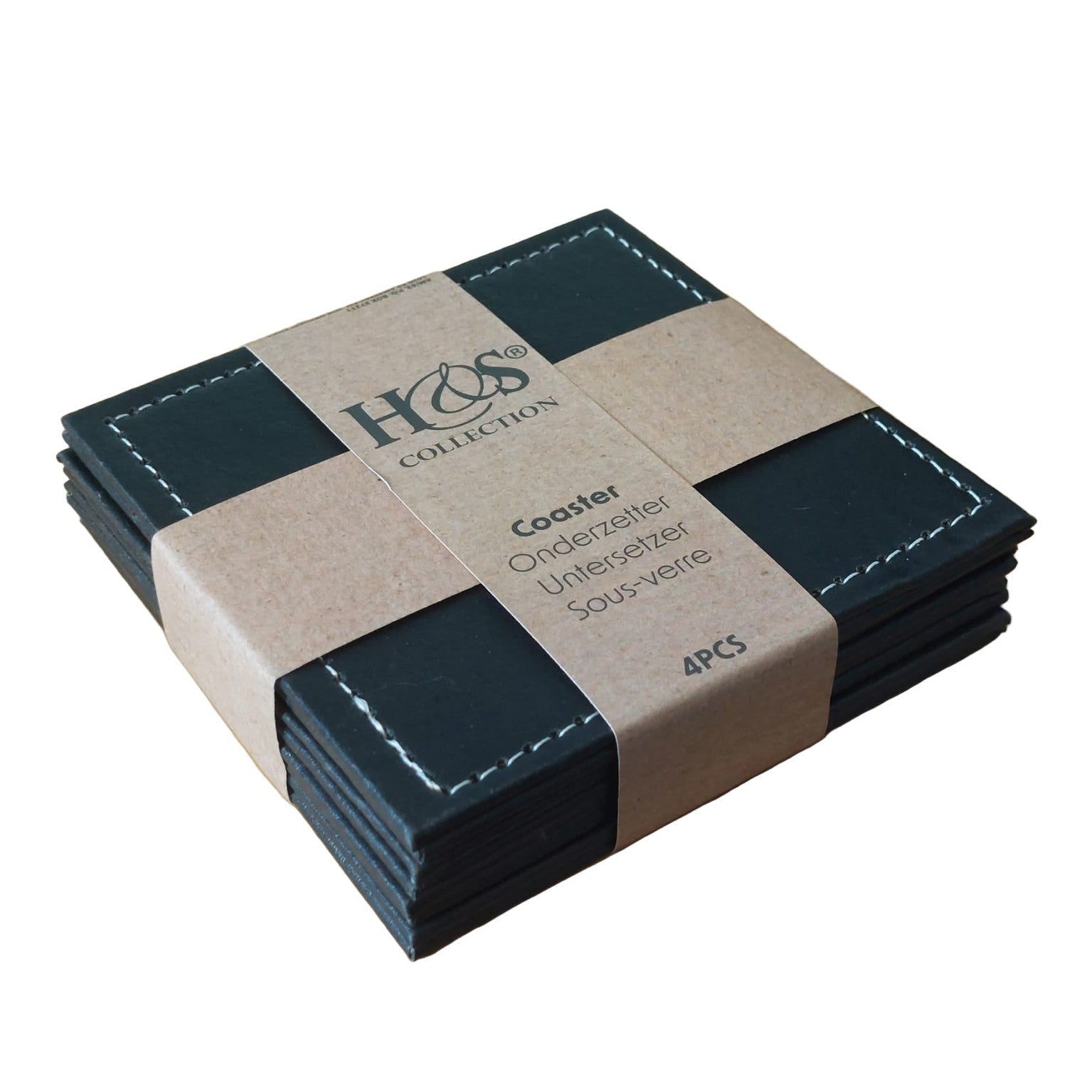 Onderzetterset kunstleer 4-delig 10x10cm - Spelmarkt