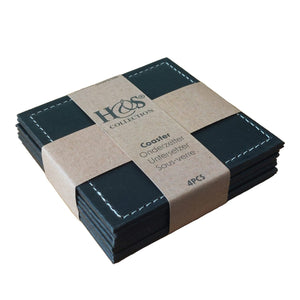 Onderzetterset kunstleer 4-delig 10x10cm